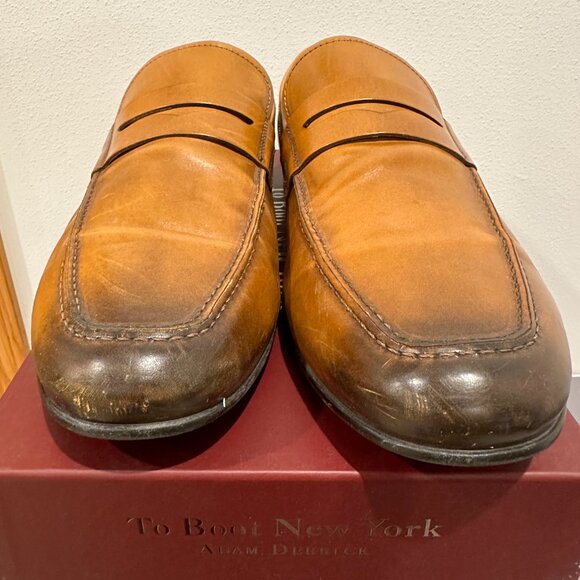 $425 To Boot New York Alek Penny Loafer Cognac Tan Leather 11.5 Super Clean! - Picture 10 of 13